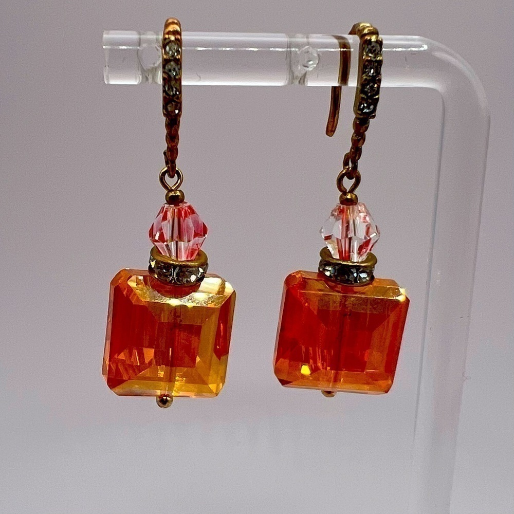 Topaz Colored beaded Drop Earrings - Pre-owned